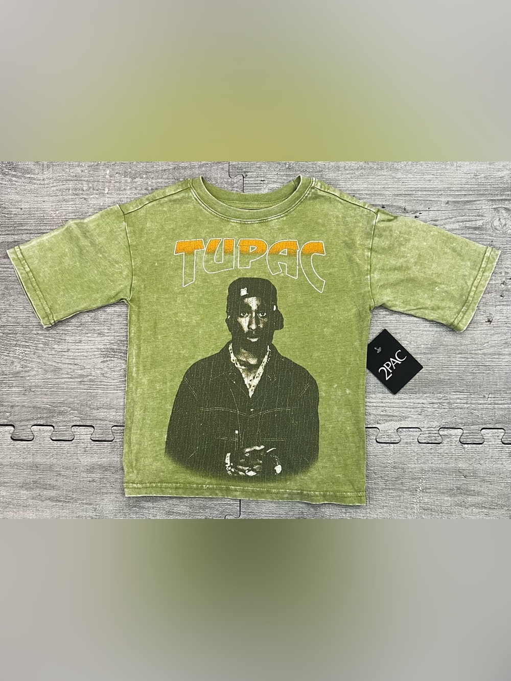 2Pac Boys 4/5 Green Graphic Print Crew Neck Short Sleeve Tagless T-Shirt